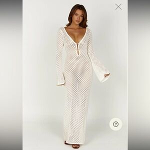 Meshki White Crochet Maxi Dress